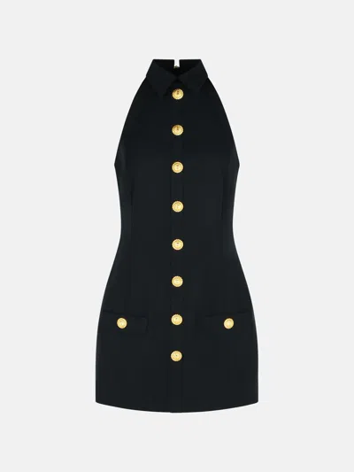 Balmain Black Virgin Wool Short Dress