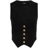 Balmain Rose Buttoned Double Crepe Vest In Black