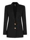 Balmain Logo Button Double-breasted Blazer In Black