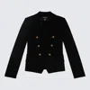 Balmain Black Viscose Blend Blazer In Black