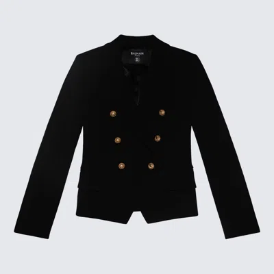 BALMAIN BLACK VISCOSE BLEND BLAZER