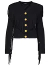 BALMAIN BLACK VISCOSE BLEND CARDIGAN