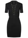 Balmain Women's V Neck Lace Up Minidress In Black