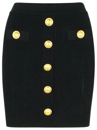 BALMAIN BALMAIN BLACK VISCOSE BLEND MINISKIRT