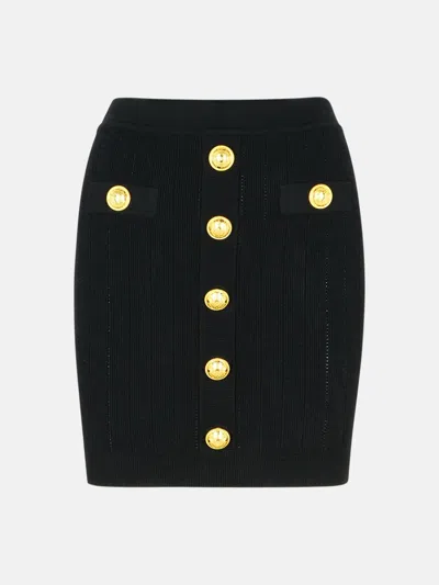 Balmain Black Viscose Blend Miniskirt