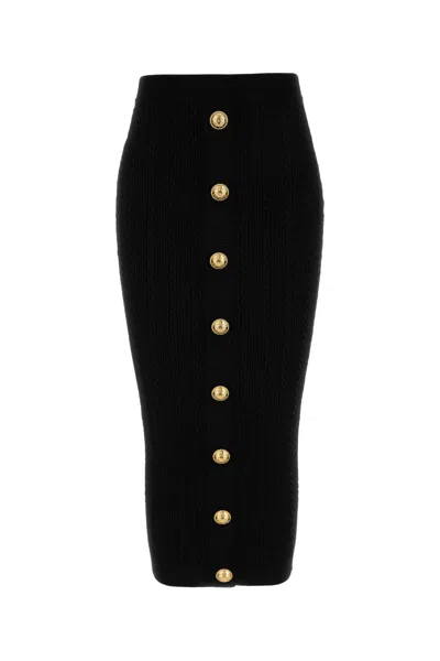 Balmain Decorative-buttons Pencil Midi Skirt In Black