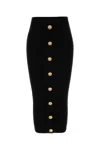 Balmain Black Skirt With Logo Buttons And Zip Closure In Black