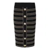 Balmain Striped Pencil Skirt With Lurex Thread In Black