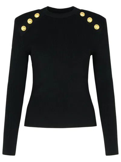 Balmain Black Viscose Blend Sweater
