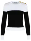 Balmain 3-button Twisted Knit Colorblock Top