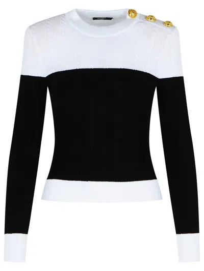 BALMAIN BALMAIN BLACK VISCOSE BLEND SWEATER