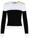 Balmain 3-button Twisted Knit Colorblock Top