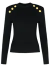 Balmain Crew-neck Sweater With Buttons In Black