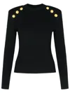 Balmain Crew-neck Sweater With Buttons In Black