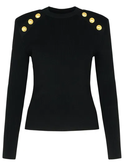 BALMAIN BALMAIN BLACK VISCOSE BLEND SWEATER WOMEN