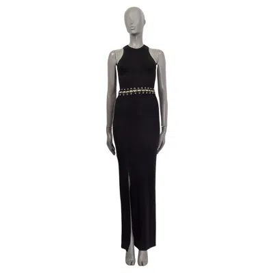 Pre-owned Balmain Black Viscose Chain Embellished Sleeveless Maxi Knit Dress 36 Xs