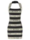 Balmain Striped Halterneck Jacquard Minidress In Multicolor