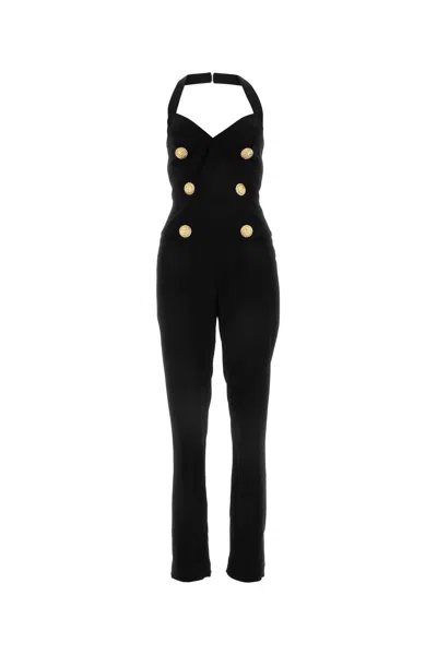 Balmain Black Viscose Jumpsuit
