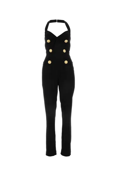 BALMAIN BLACK VISCOSE JUMPSUIT