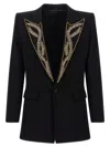 Balmain Embroidered Peak Lapel Blazer In Black
