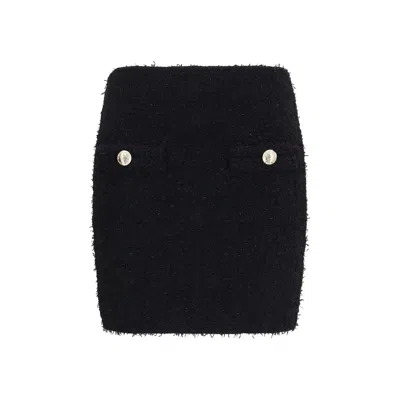 Balmain Black Viscose Mini Skirt In Multi