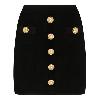 Balmain Black Viscose Polyester Skirts