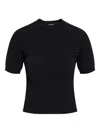Balmain Black Viscose Polyester Sleeve Top In Black