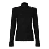 Balmain Black Viscose-polyester Top In Black