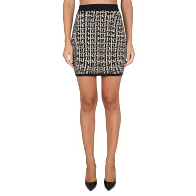 BALMAIN BLACK VISCOSE SKIRT
