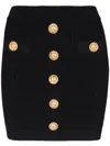 Balmain High-waisted Skirt With Front Pockets And Gold Button Detailing In Black