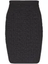 Balmain Women's Monogram Glitter Midi Skirt In Black