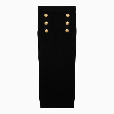 Balmain Black Viscose Skirt With Buttons