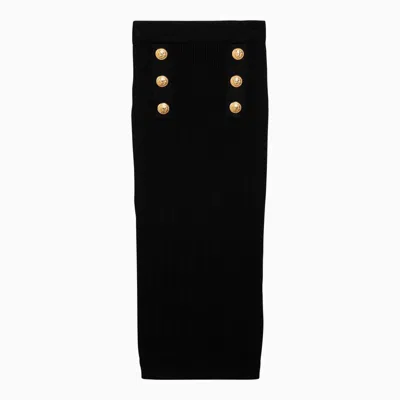 Balmain Black Viscose Skirt With Buttons Women