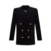 Balmain Black Viscose Suits & Blazer In Black