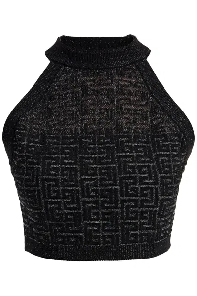 BALMAIN BALMAIN BLACK VISCOSE TOP