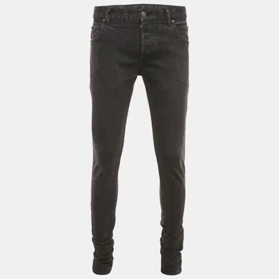 Pre-owned Balmain Black Washed Denim Slim Fit Jeans M Waist 32"