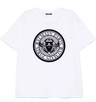 Balmain Black White Cotton T-shirts And Polos