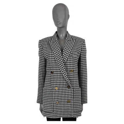 Pre-owned Balmain Black White Wool 2020 Oversized Houndstooth Blazer Jacket 36 Xxs To Xs
