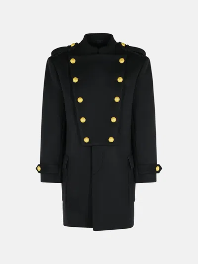 Balmain Black Wool And Cashmere Coat