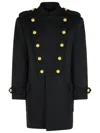 Balmain Wool And Cashmere Coat With Detachable Bib Front In Black