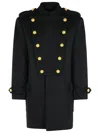 Balmain Double-breasted Embellished Wool And Cashmere-blend Coat In Black