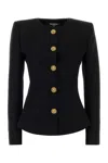 Balmain Single-breasted Grain De Poudre Basque Jacket In Black