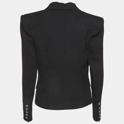 Pre-owned Balmain Black Wool Blend Double Breasted Blazer L