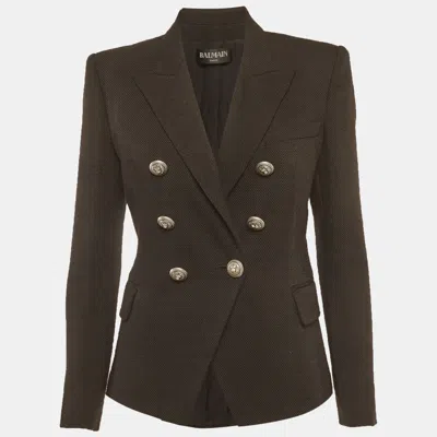 Pre-owned Balmain Black Wool Blend Double Breasted Blazer M