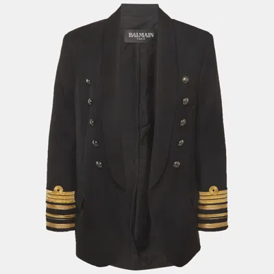 Pre-owned Balmain Black Wool Button Embellished Blazer M