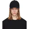 Balmain Black Wool Cap In Red