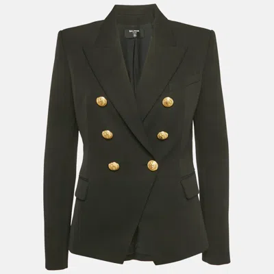 Pre-owned Balmain Black Wool Double Breasted Blazer L