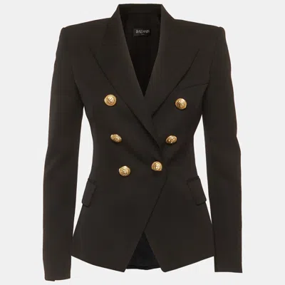 Pre-owned Balmain Black Wool Double Breasted Blazer S