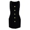 Balmain V-neck Button-front Minidress