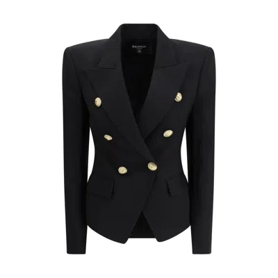 Balmain Women Double-breasted Blazer In Black